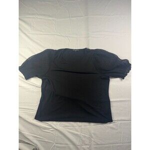 Adriana Papel Blouse Womens Size XL Crew Neck Short Sleeve Solid Black